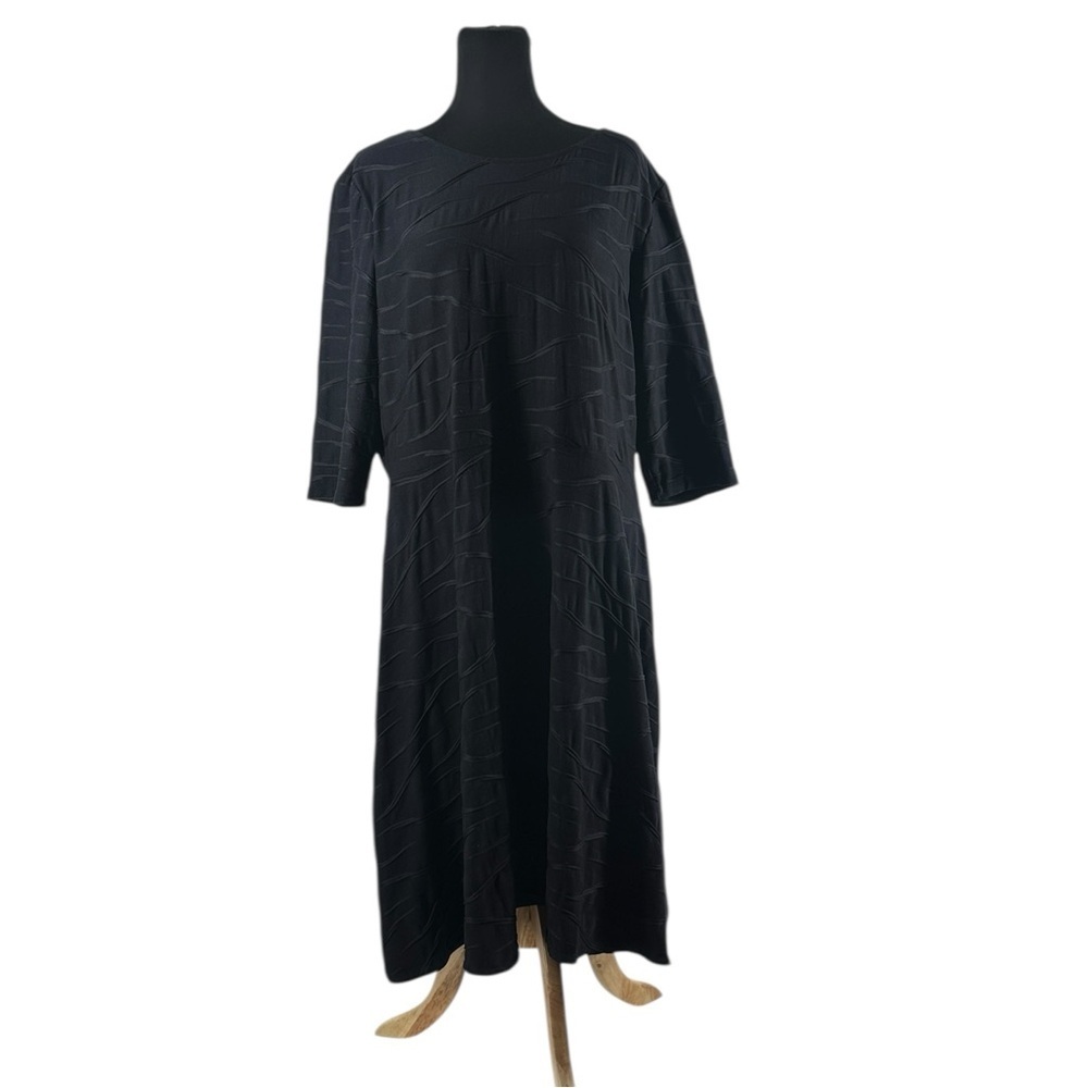 Joseph Ribkoff dress knee length Aline abstract dark blue wedding career sz 18 - Picture 2 of 12